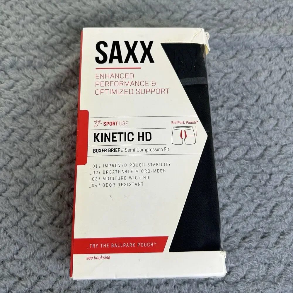Saxx Kinetic Boxer Brief Black/Gray Boxer Brief - Men's- SIZE XXL
